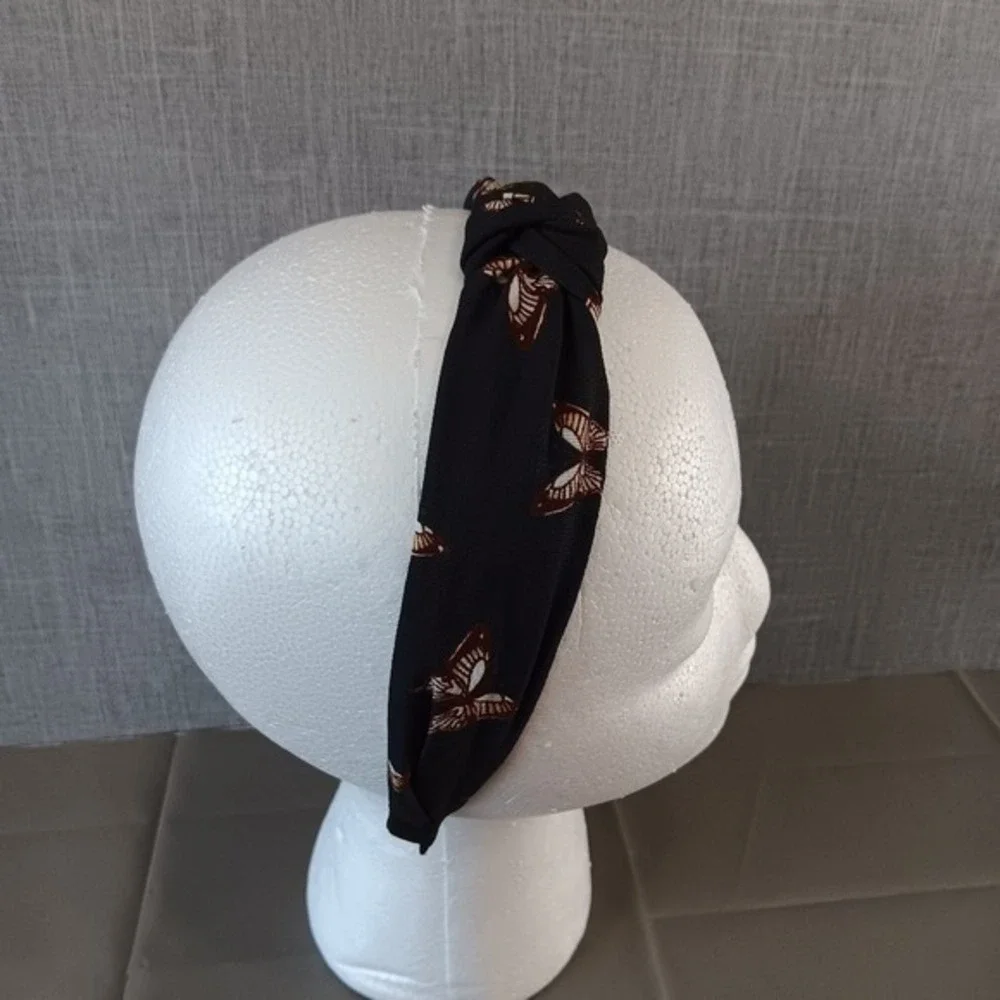 Black Butterfly Top Knot Headband Boho Cottagecore Fairycore Hair‎ Accessory